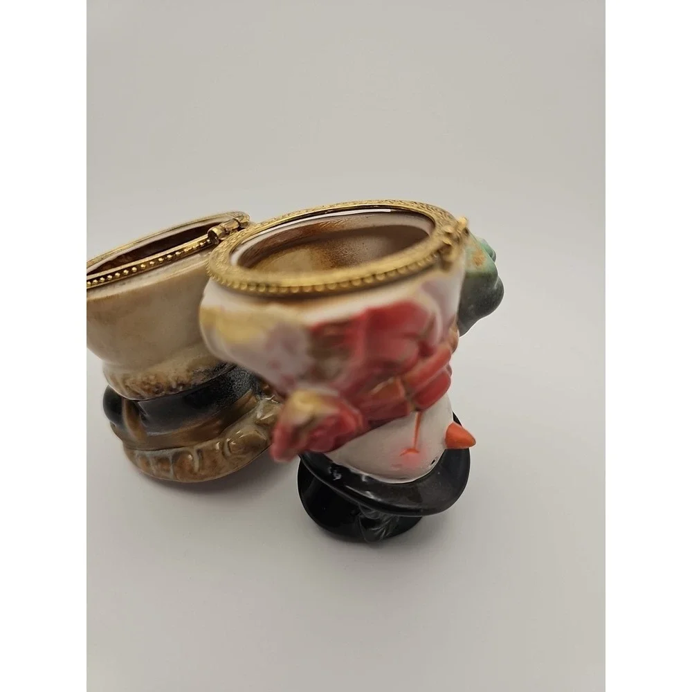 Snowman Trinket‎ Box Jar Christmas Hinged Porcelain Box